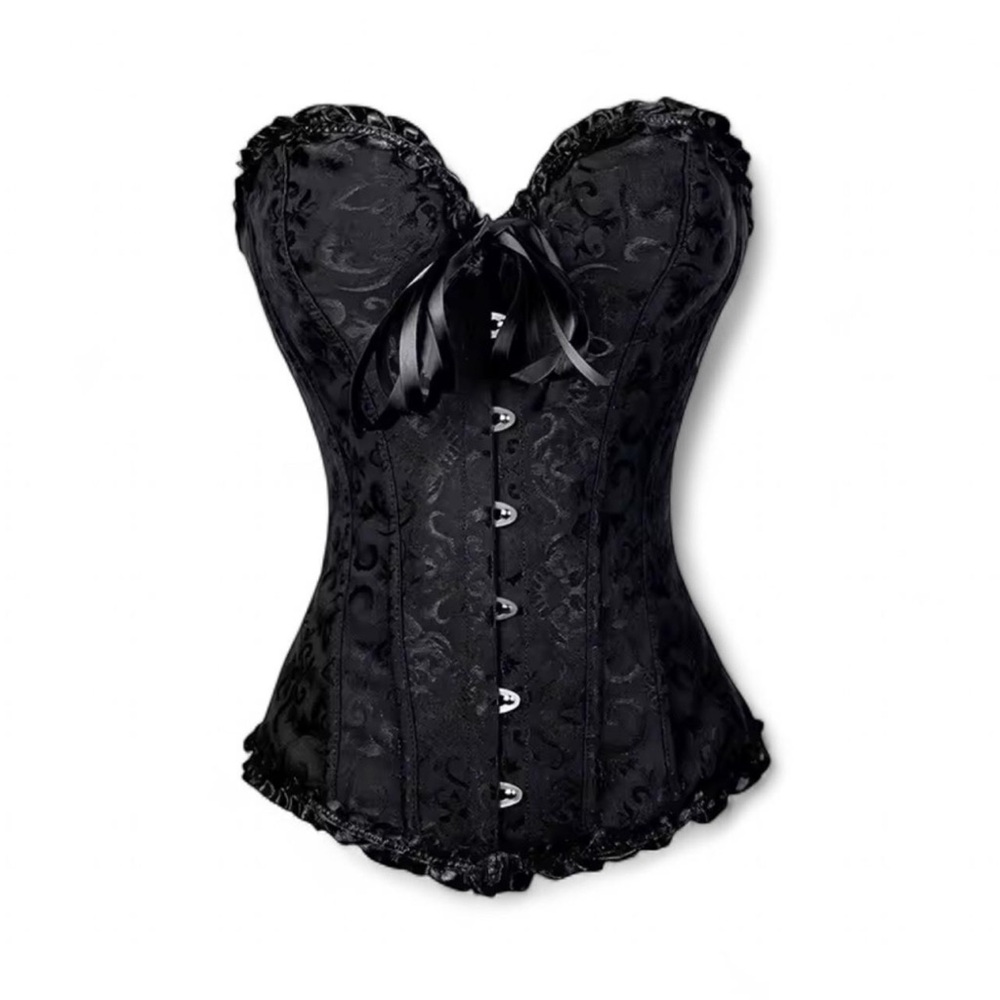 Elegant Black Lace Corset NEW! M Adjustable